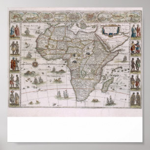 Poster carte de l'Afrique de 1600