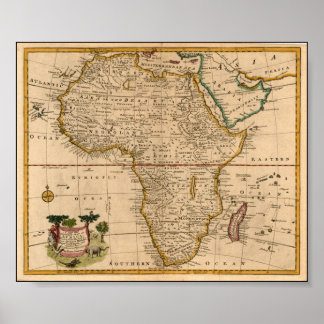 Poster Carte de l'Afrique de la fin du 19e siècle