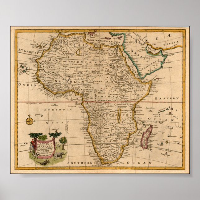 Poster Carte de l'Afrique de la fin du 19e siècle (Devant)