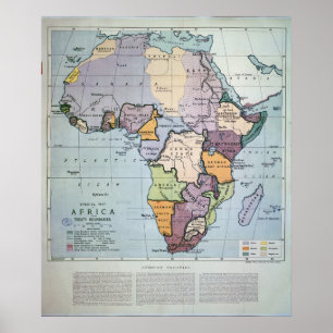 Poster Carte de l'Afrique montrant les limites des traité