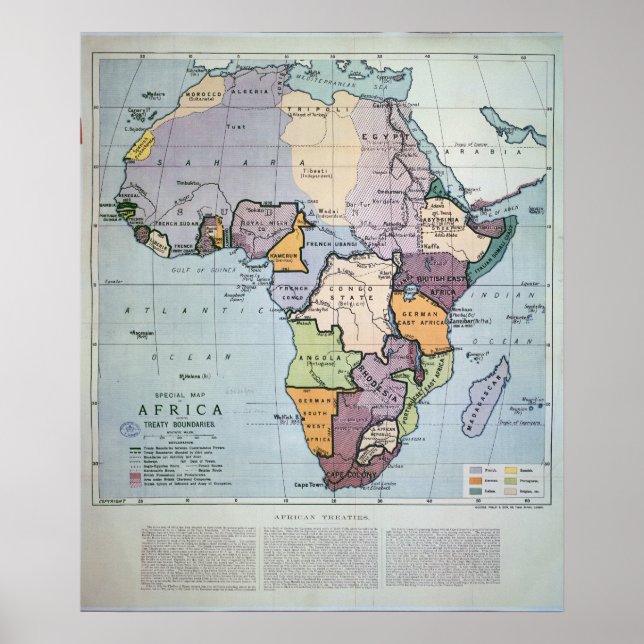 Poster Carte de l'Afrique montrant les limites des traité (Devant)