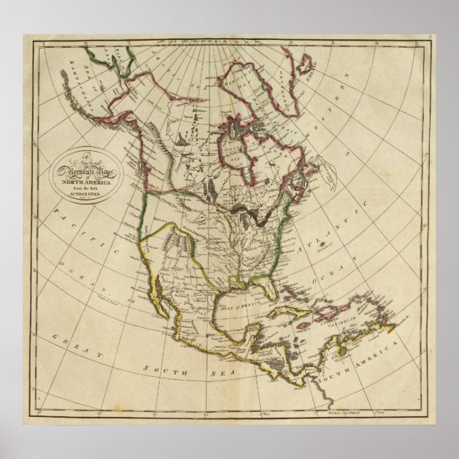 Poster Carte de l'Amérique du Nord 3 (Devant)