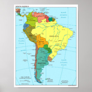 Poster - Carte de l'Amérique du Sud