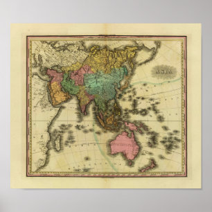 Poster Carte de l'Asie 1825 par Henry Tanner
