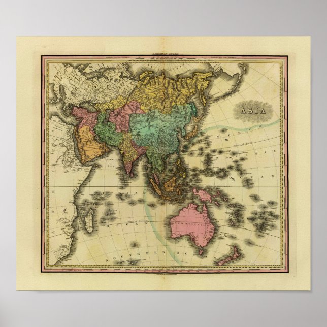 Poster Carte de l'Asie 1825 par Henry Tanner (Devant)