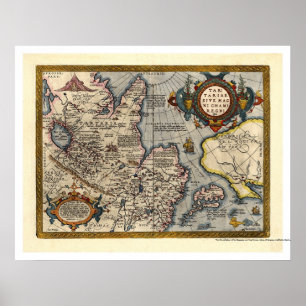 Poster Carte de l'Asie du Nord par Abraham Ortelius 1603