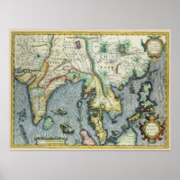 Carte de l'Asie du Sud-Est antique par Mercator /