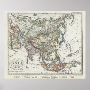 Poster Carte de l'Asie par Stieler