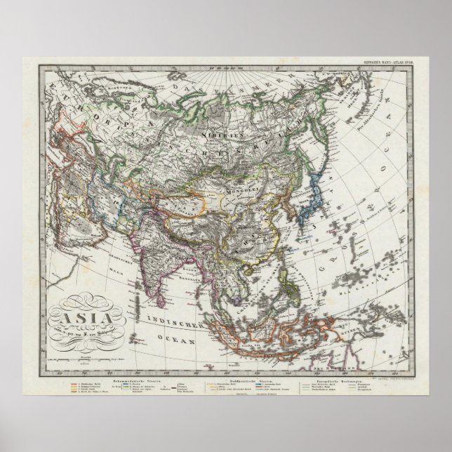 Poster Carte de l'Asie par Stieler (Devant)