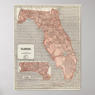 Poster Carte de l'Atlas de Floride