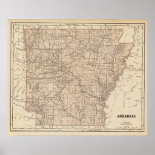 Poster Carte de l'Atlas de l'Arkansas