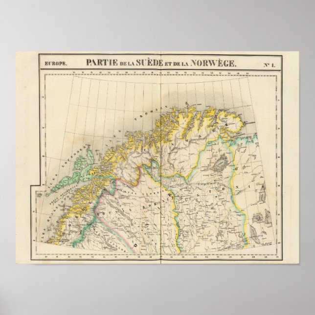 Poster Carte de l'Atlas Suède/Norvège (Devant)