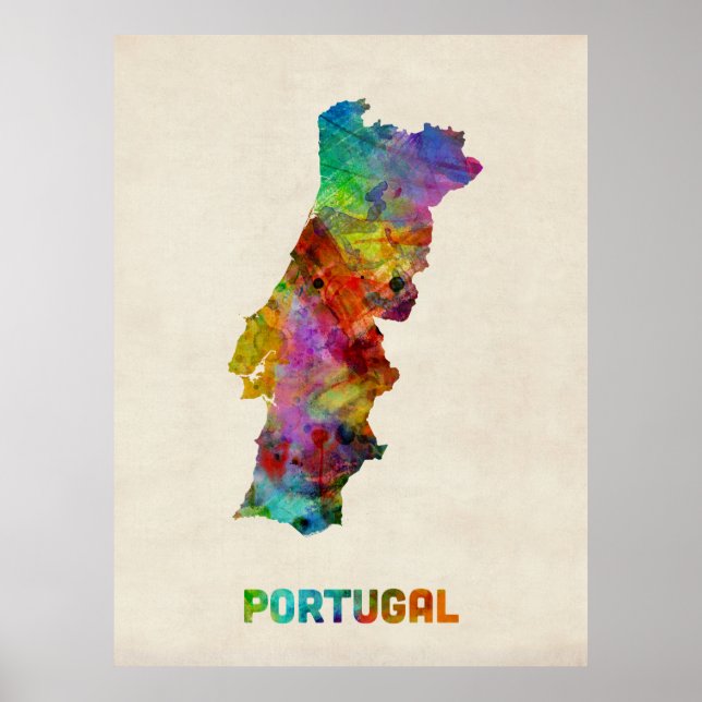 Poster Carte de l'eau du Portugal (Devant)