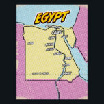 Poster Carte de l'Egypte illustrée par Pop Art<br><div class="desc">Pop Art Illustrated Egypt Carte africaine dans un style vintage et ancien.</div>