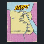 Poster Carte de l'Egypte illustrée par Pop Art<br><div class="desc">Pop Art Illustrated Egypt Carte africaine dans un style vintage et ancien.</div>