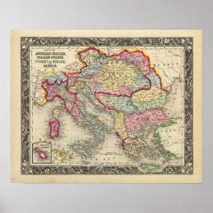 Poster Carte De L'Empire Autrichien