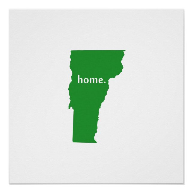 Poster Carte de l'état de la silhouette du Vermont (Devant)