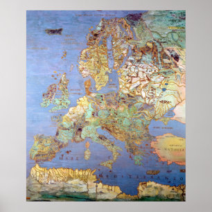 Poster Carte de l'Europe du XVIe siècle