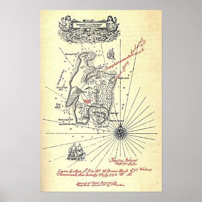 Poster Carte de l'île au trésor de Robert Louis Stevenson (Devant)