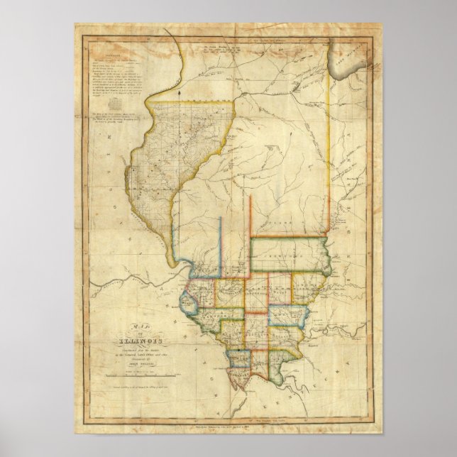 Poster Carte de l'Illinois 3 (Devant)