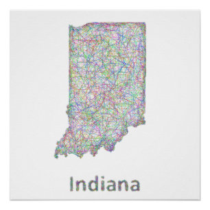 Poster Carte de l'Indiana
