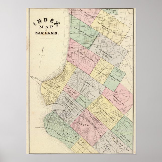 Poster Carte de l'indice Oakland (Devant)