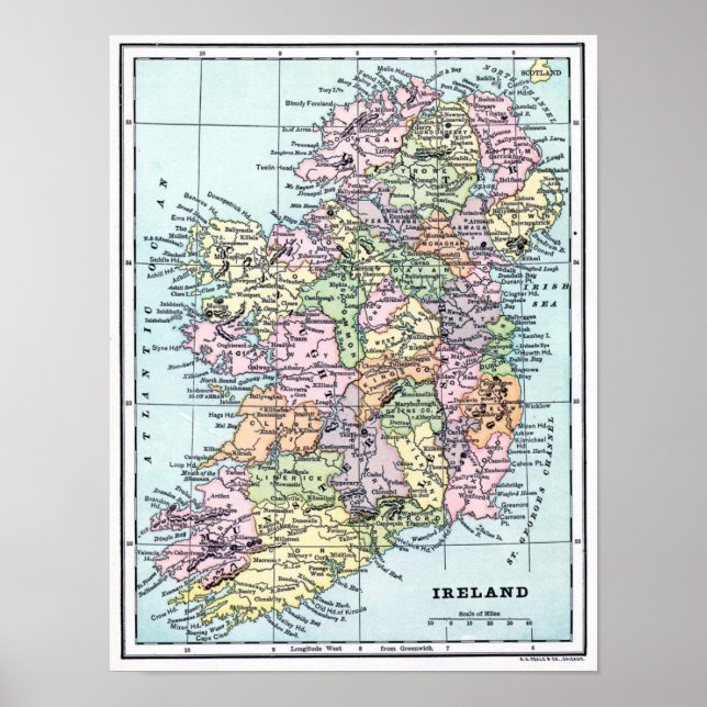 Poster - Carte de l'Irlande (Devant)