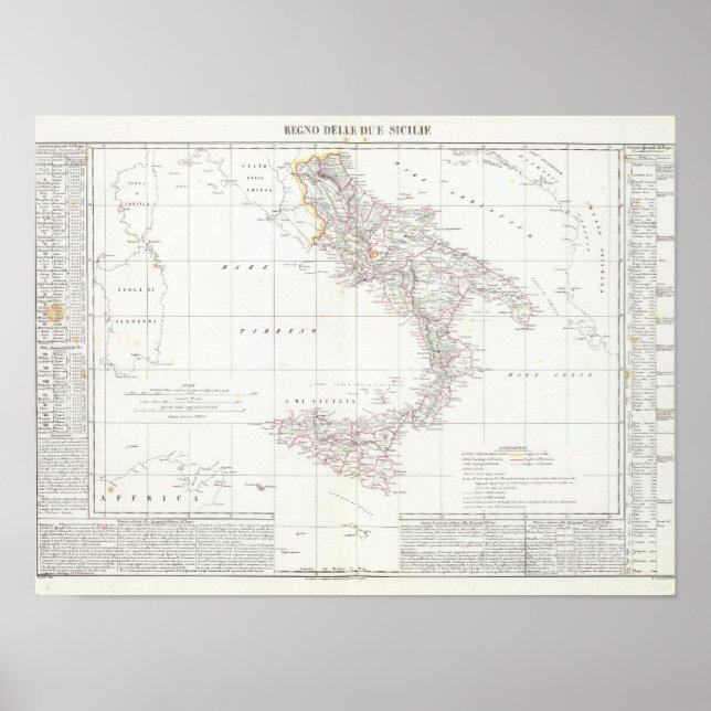 Poster Carte de l'Italie (Devant)