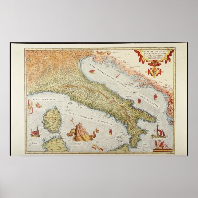 Poster Carte de l'Italie en 1500 (Devant)