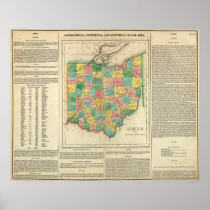 Poster Carte De L'Ohio