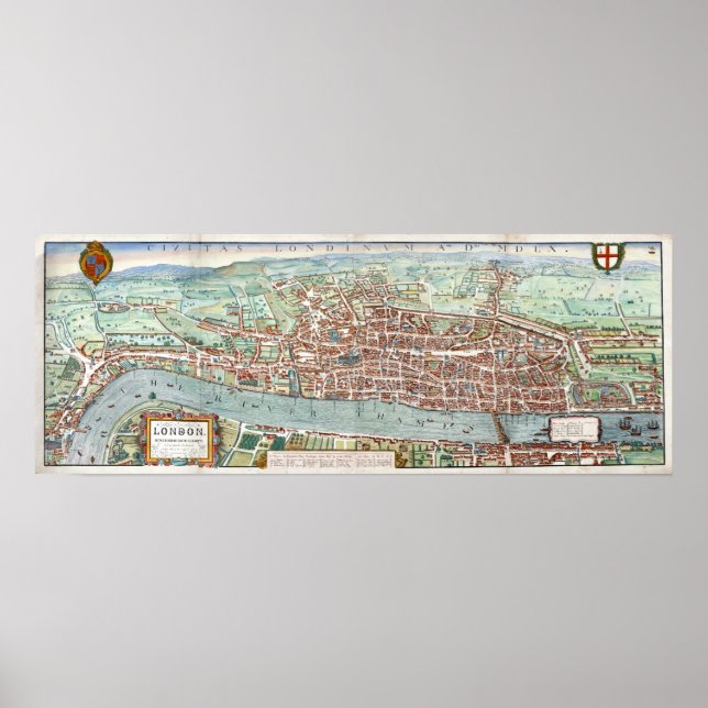 Poster Carte de Londres 1560 (Devant)