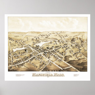 Poster Carte de Mansfield, Massachusetts de 1879