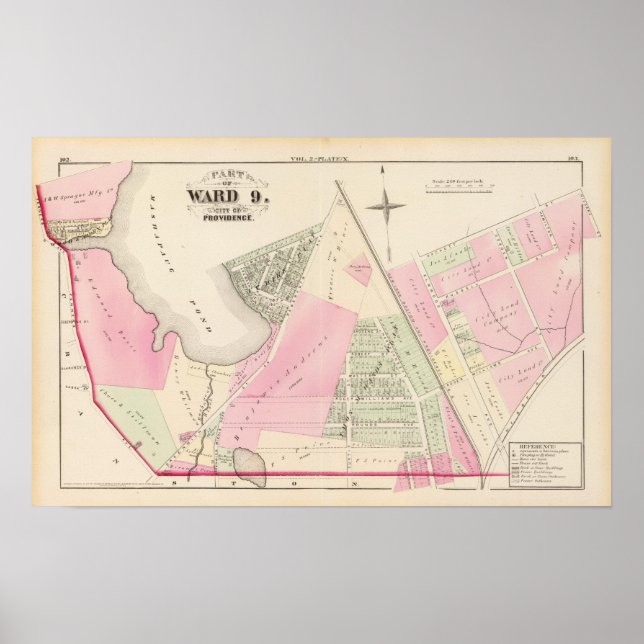 Poster Carte de Mashapaug Pond et Cranston Atlas (Devant)