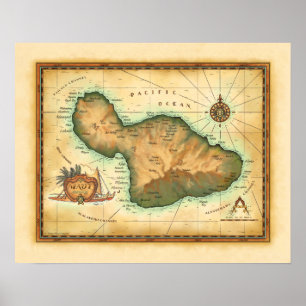 Poster Carte de Maui