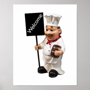 Poster Carte de menu de bienvenue - Chef cuisinier