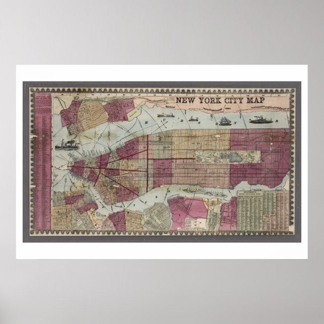 Poster Carte de New York (1857) (Devant)