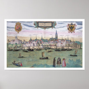 Poster Carte de Nijmegen, de 'Civitates Orbis Terrarum' b