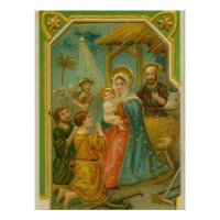 Carte de Noël de la Nativité de l'époque édouardie