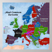 Poster carte de noms Europe