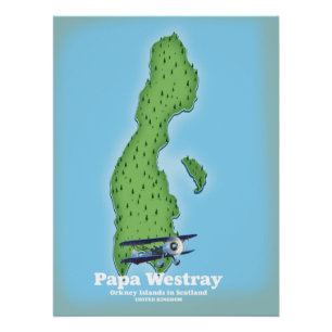 Poster Carte de Papa Westray Écosse.
