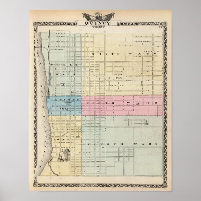 Poster Carte de Quincy City (Devant)