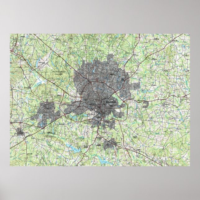 Poster Carte de Raleigh en Caroline du Nord (1990) (Devant)