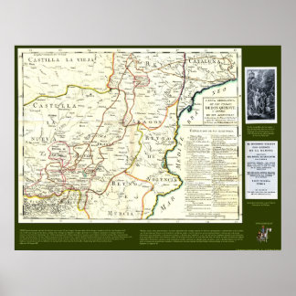 Poster Carte de route Don Quichotte - Cervantes