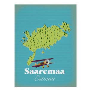 Poster carte de Saaremaa Estonie