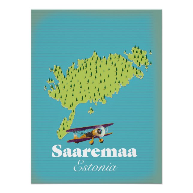 Poster Carte de Saaremaa Estonie (Devant)