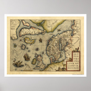 Poster Carte de Scandanavia par Ortelius 1570