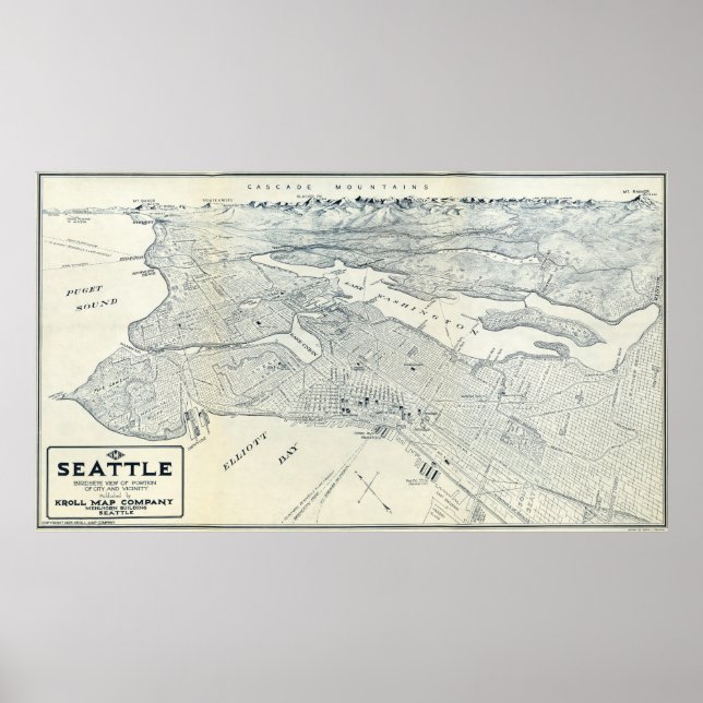 POSTER CARTE DE SEATTLE 1925 (Devant)