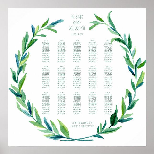 Poster Carte de siège Laurel Wreath Olive Leaf Branch Mod (Devant)