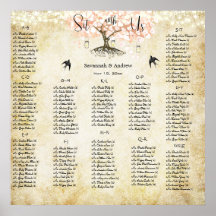 Carte de siège Mariage de l'arbre du coeur de cora