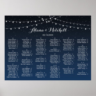 Poster Carte de siège Mariage des étoiles bleues de la Ma